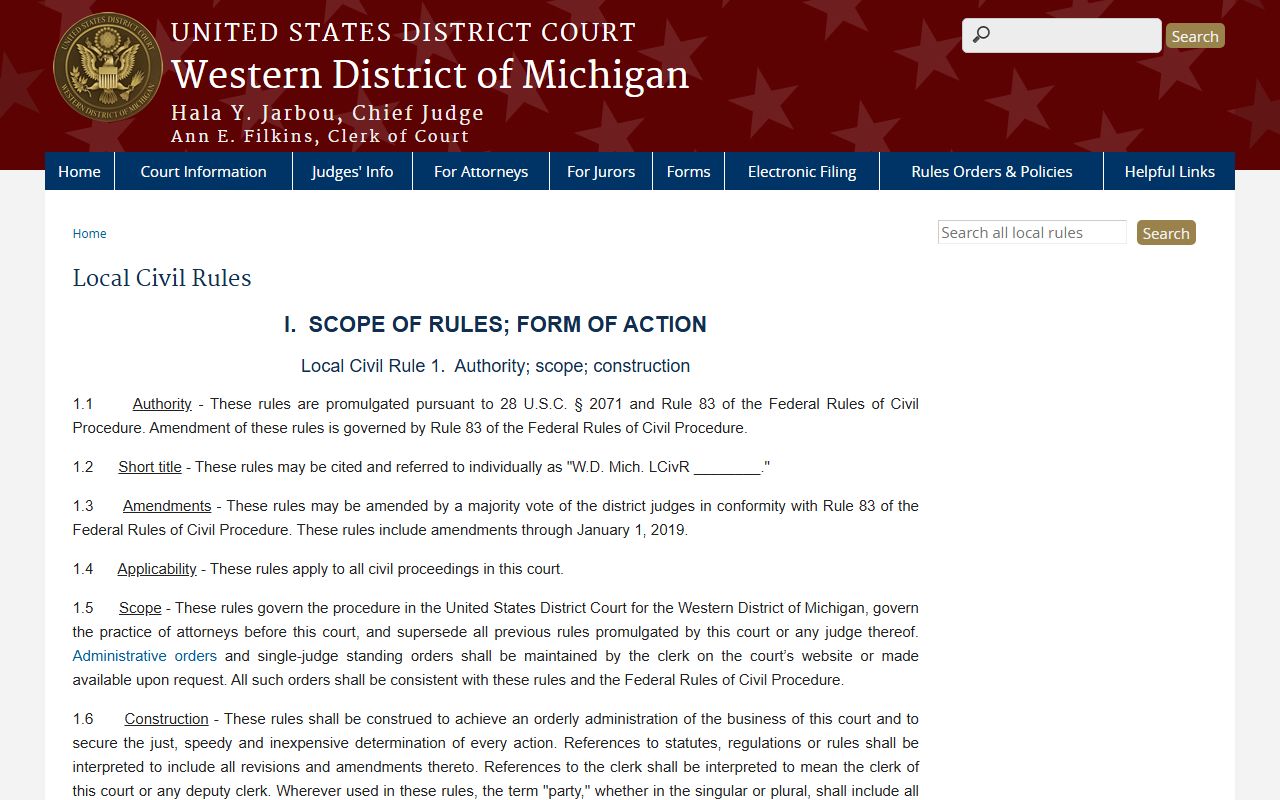 Hillsdale County Circuit Court and Western District local civil rules