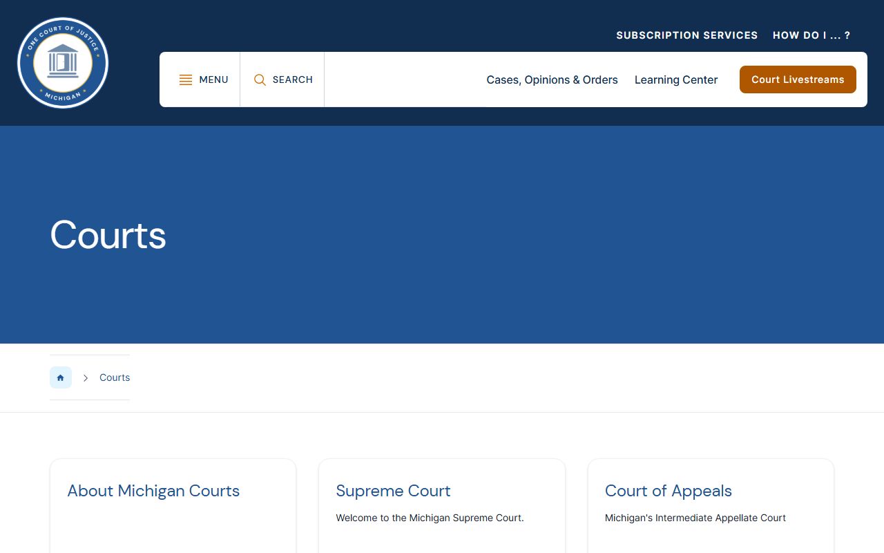 Michigan courts overview page explaining the court levels that serve Hillsdale County
